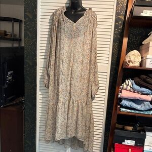 H&M Floral Long Sleeve Dress - Cream and Pink